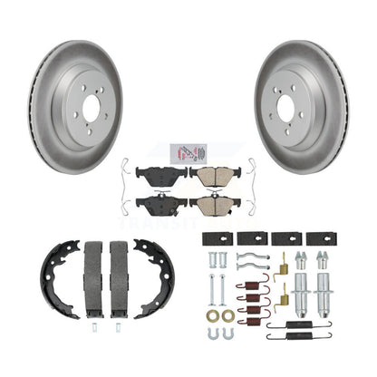 Rotors enduits de disque arrière, plaquettes en céramique, chaussures de frein de stationnement et Kit de matériel pour