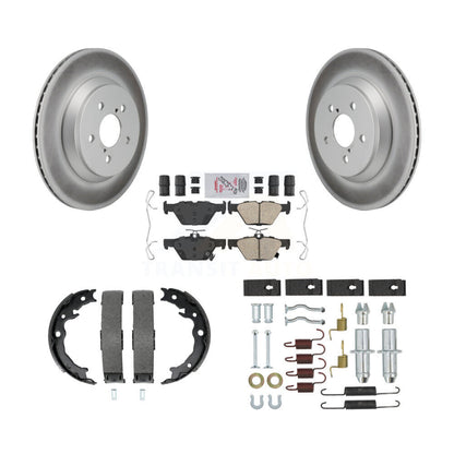 Rotors enduits de disque arrière, plaquettes en céramique, chaussures de frein de stationnement et Kit de matériel pour