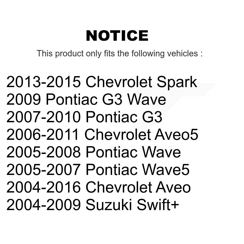 Kit de matériel de frein à tambour arrière, pour Chevrolet Aveo Pontiac Aveo5 Wave Spark G3
