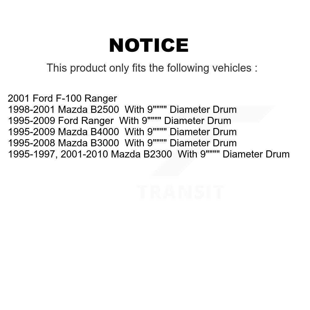 Kit de matériel de frein à tambour arrière, pour Ford Ranger Mazda B4000 B3000 B2300 B2500 F-10