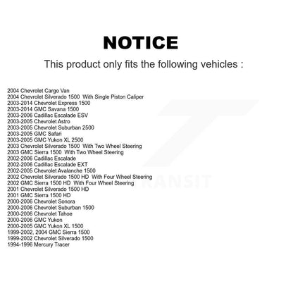 Kit de matériel de frein de stationnement arrière, pour Chevrolet GMC Silverado 1500 Sierra Express