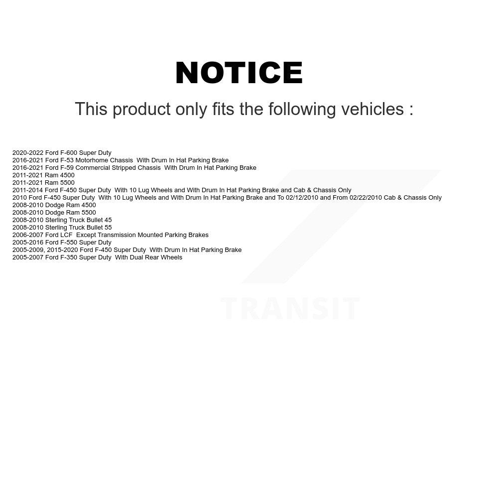 Kit de matériel de frein de stationnement arrière, pour Ford F-350 Super Duty F-450 F-550 F-53 Ram