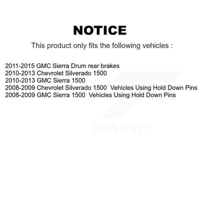 Kit de matériel de frein à tambour arrière pour GMC Sierra 1500 Chevrolet Silverado 13-H7365