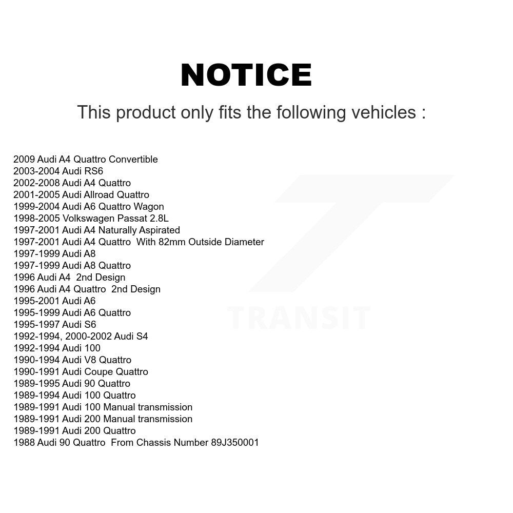 Roulement de roue pour Audi A4 Quattro Volkswagen Passat A6 Allroad S4 RS6 90 S6 A8