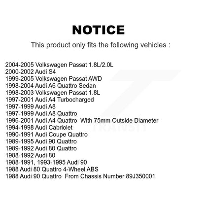 Roulement de roue pour Volkswagen Passat Audi A4 Quattro A6 S4 Cabriolet 90 Coupé A8