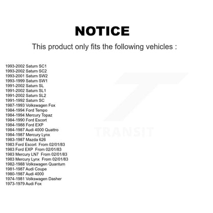 Roulement de roue avant pour Saturn SL1 SC1 SL2 Ford Tempo SC2 Mercury Topaz SL SW2
