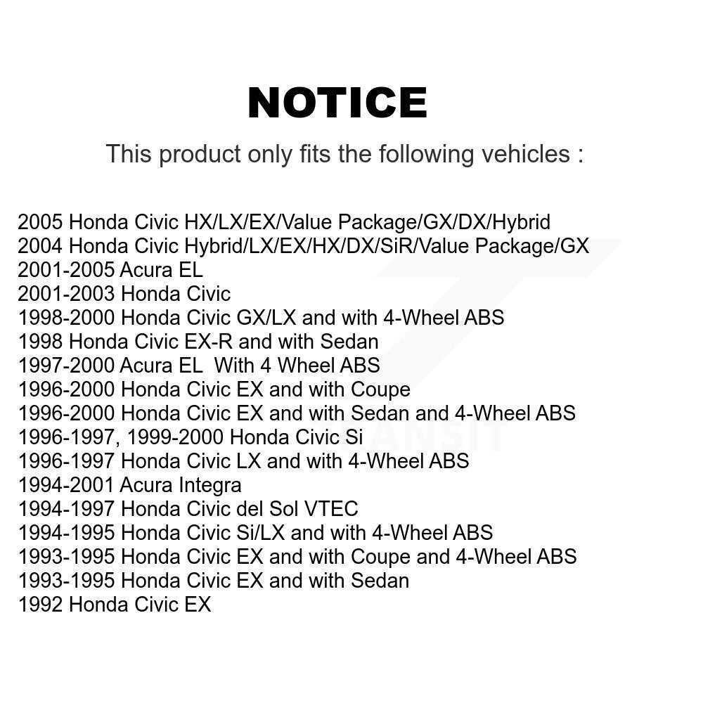 Roulement de roue avant pour Honda Civic Acura EL Integra del Sol 70-510030