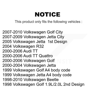 Ensemble de moyeu de roulement de roue arrière, pour Volkswagen Jetta Golf Beetle City Audi TT