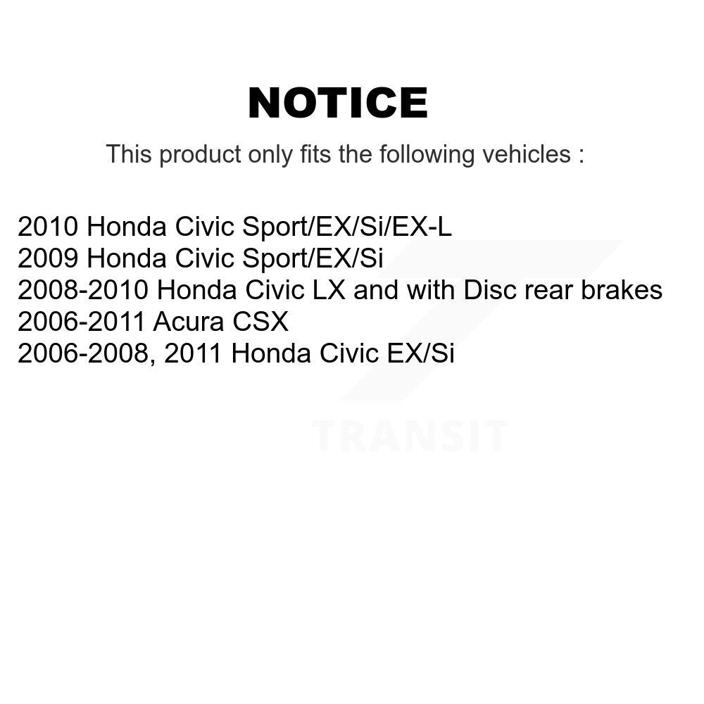 Ensemble de moyeu de roulement de roue arrière pour Honda Civic Acura CSX 70-512256