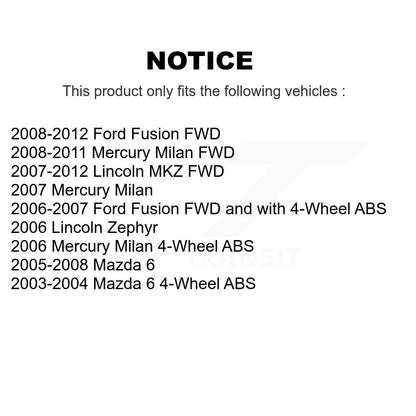 Ensemble de moyeu de roulement de roue arrière, pour Ford Fusion Mazda 6 Lincoln MKZ Zephyr Mila