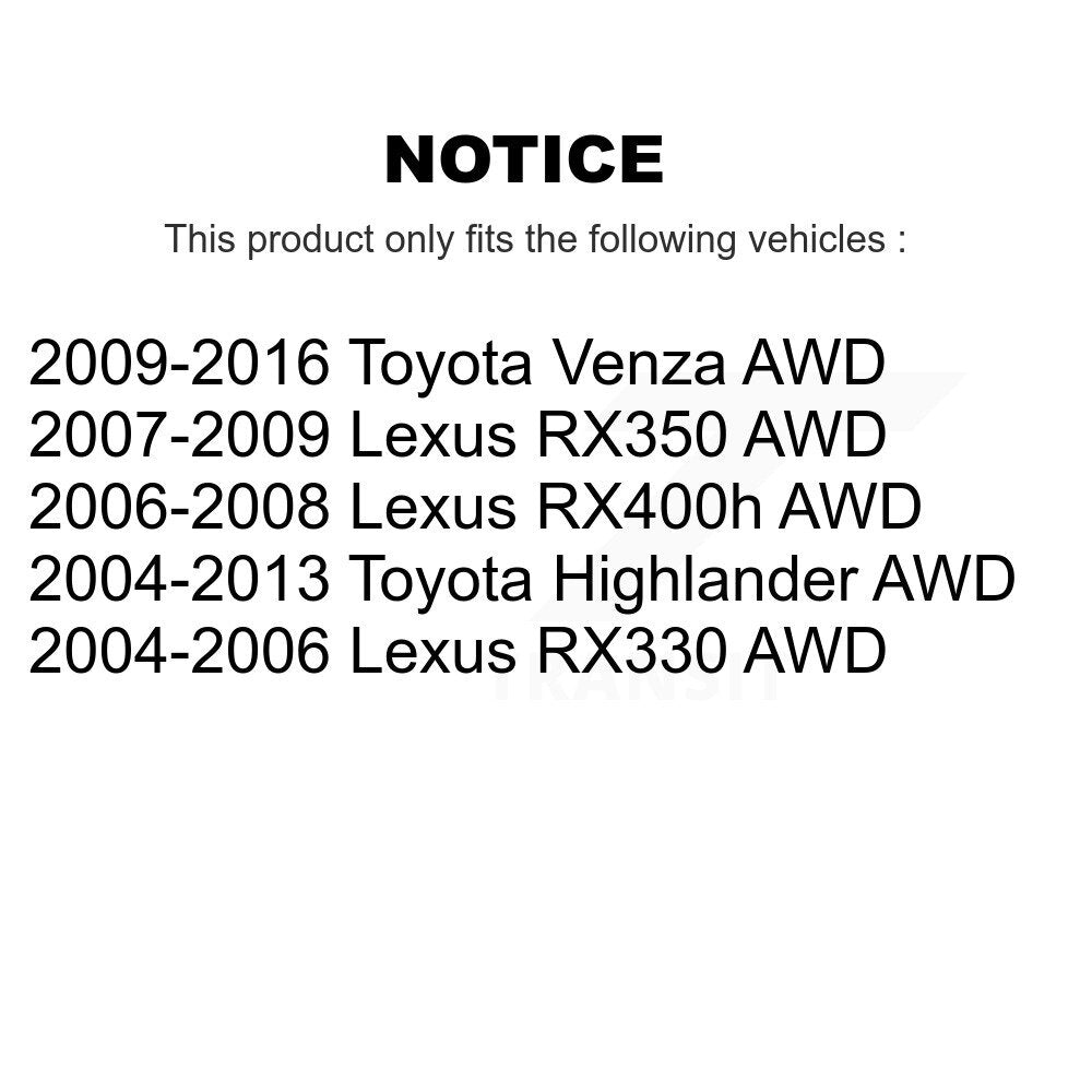 Ensemble de moyeu de roulement de roue arrière, pour Toyota Venza Highlander Lexus RX350 RX330