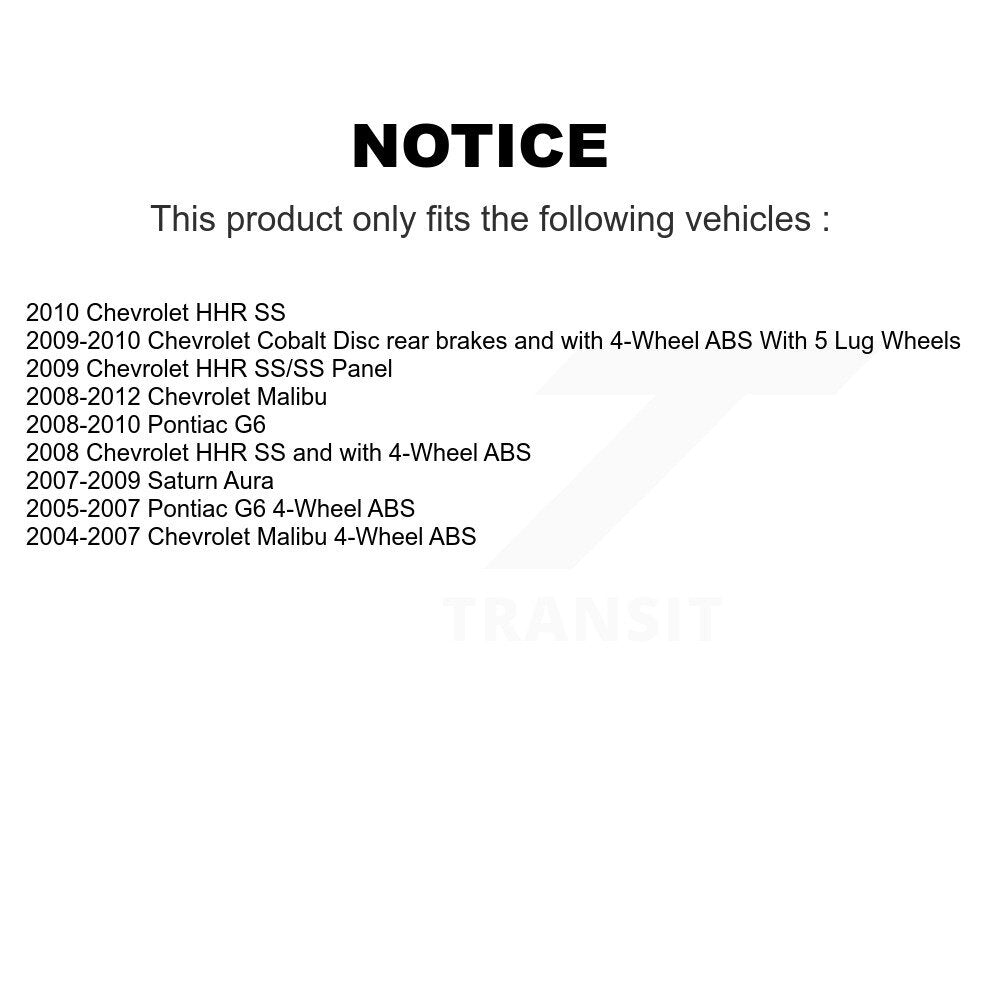 Ensemble de moyeu de roulement de roue arrière, pour Chevrolet Malibu Cobalt Pontiac G6 HHR Aura
