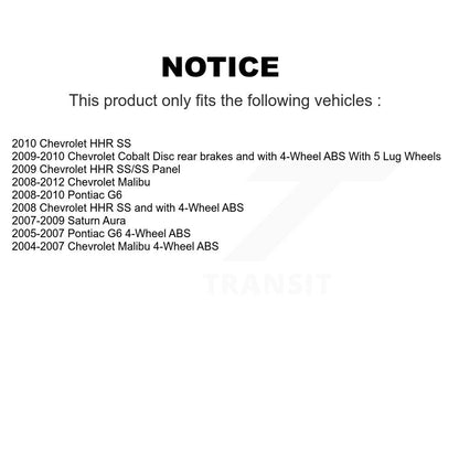 Ensemble de moyeu de roulement de roue arrière, pour Chevrolet Malibu Cobalt Pontiac G6 HHR Aura