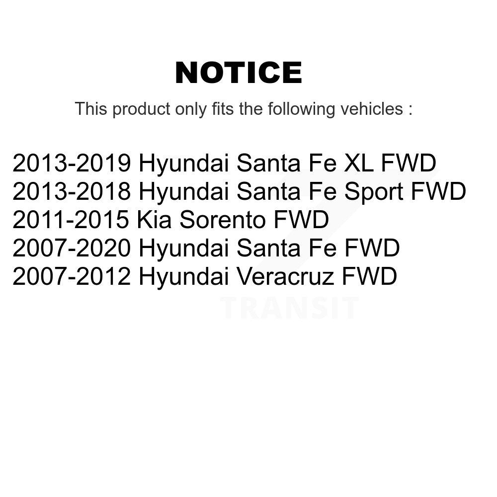 Ensemble de moyeu de roulement de roue arrière, pour Hyundai Santa Fe Sport Kia Sorento Veracruz
