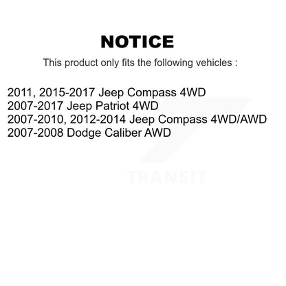 Ensemble de moyeu de roulement de roue arrière, pour Jeep Patriot Compass Dodge Caliber 70-51233