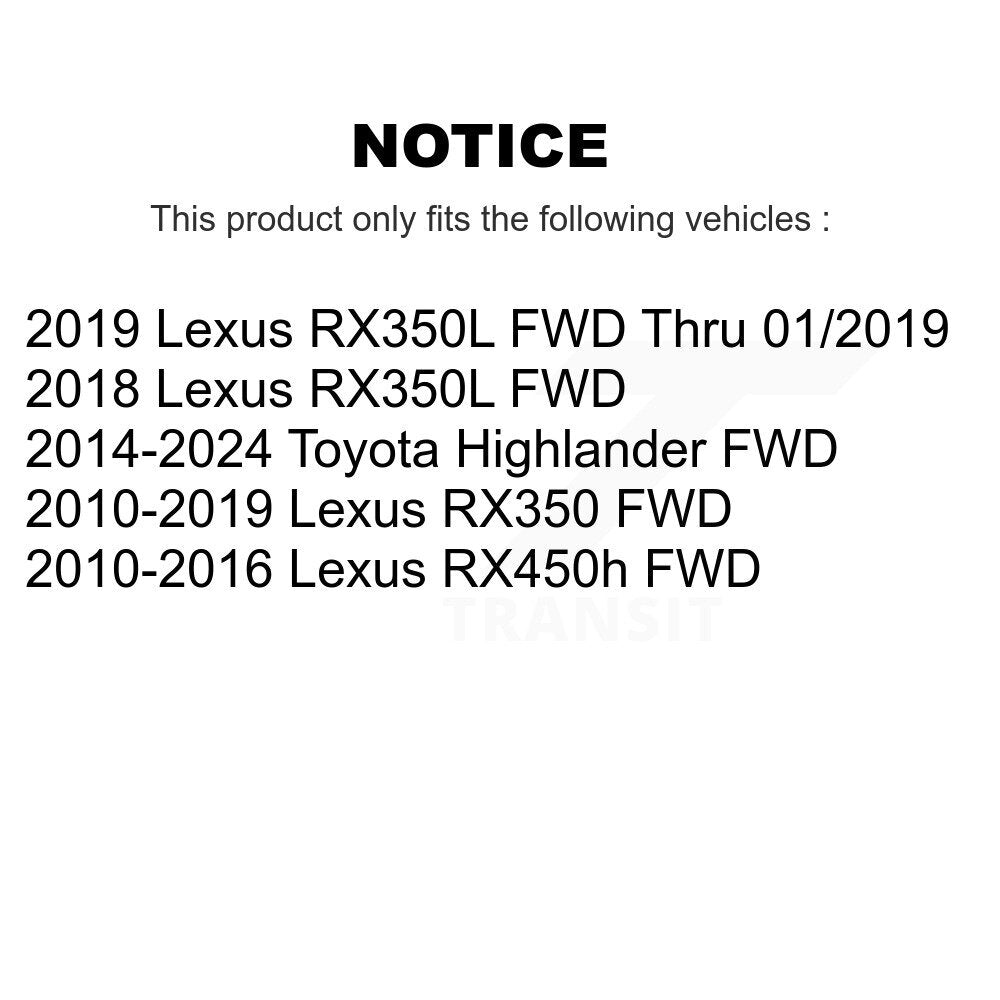 Ensemble de moyeu de roulement de roue arrière, pour Toyota Highlander Lexus RX350 RX450h RX350L