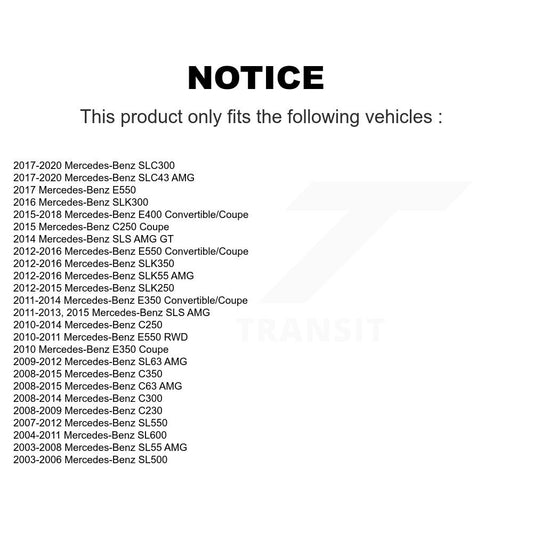 Ensemble de roulement de roue arrière, pour Mercedes-Benz C300 E350 C350 C250 E400 E550 C23