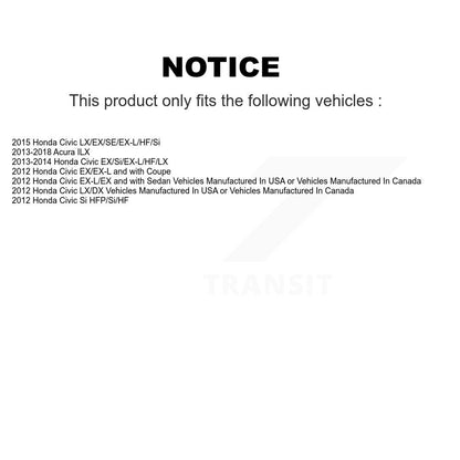 Ensemble de moyeu de roulement de roue arrière pour Honda Civic Acura ILX 70-512450