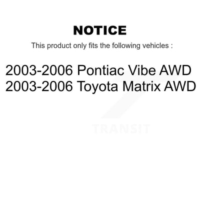 Ensemble de moyeu de roulement de roue arrière pour Toyota Matrix Pontiac Vibe AWD 2003 – 2006