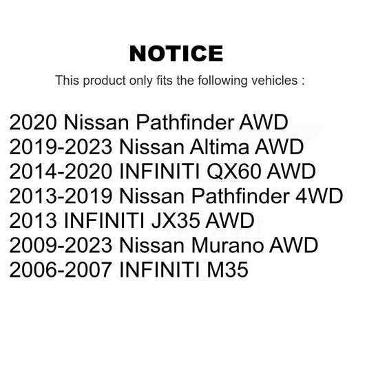 Ensemble de moyeu de roulement de roue arrière, pour Nissan Murano Pathfinder INFINITI QX60 JX35