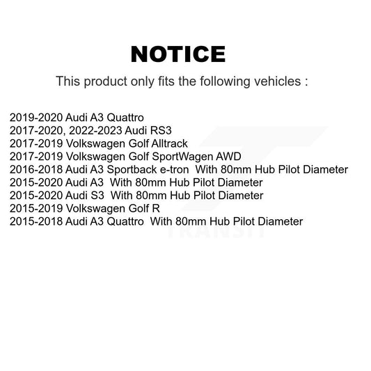 Ensemble de moyeu de roulement de roue pour Volkswagen Audi Golf SportWagen A3 Quattro R S3