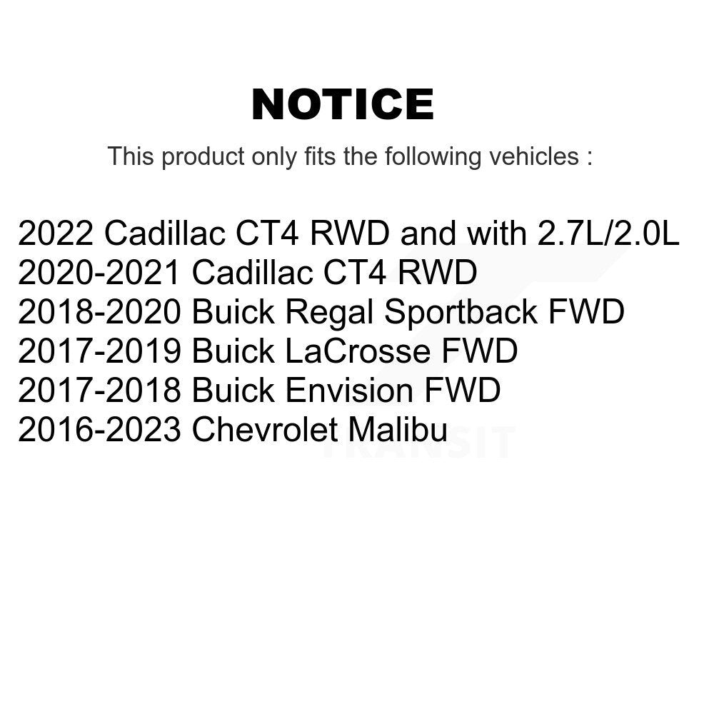 Ensemble de moyeu de roulement de roue, pour Chevrolet Malibu Buick Envision LaCrosse Regal