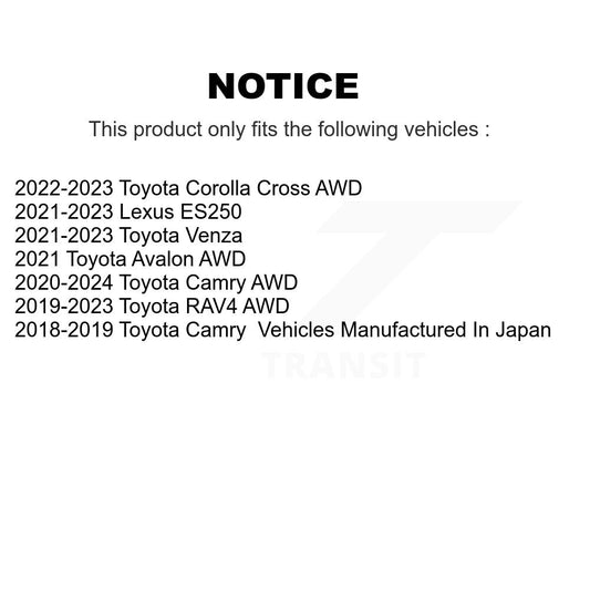 Ensemble de moyeu de roulement de roue arrière, pour Toyota RAV4 Camry Corolla Cross Venza Lexus