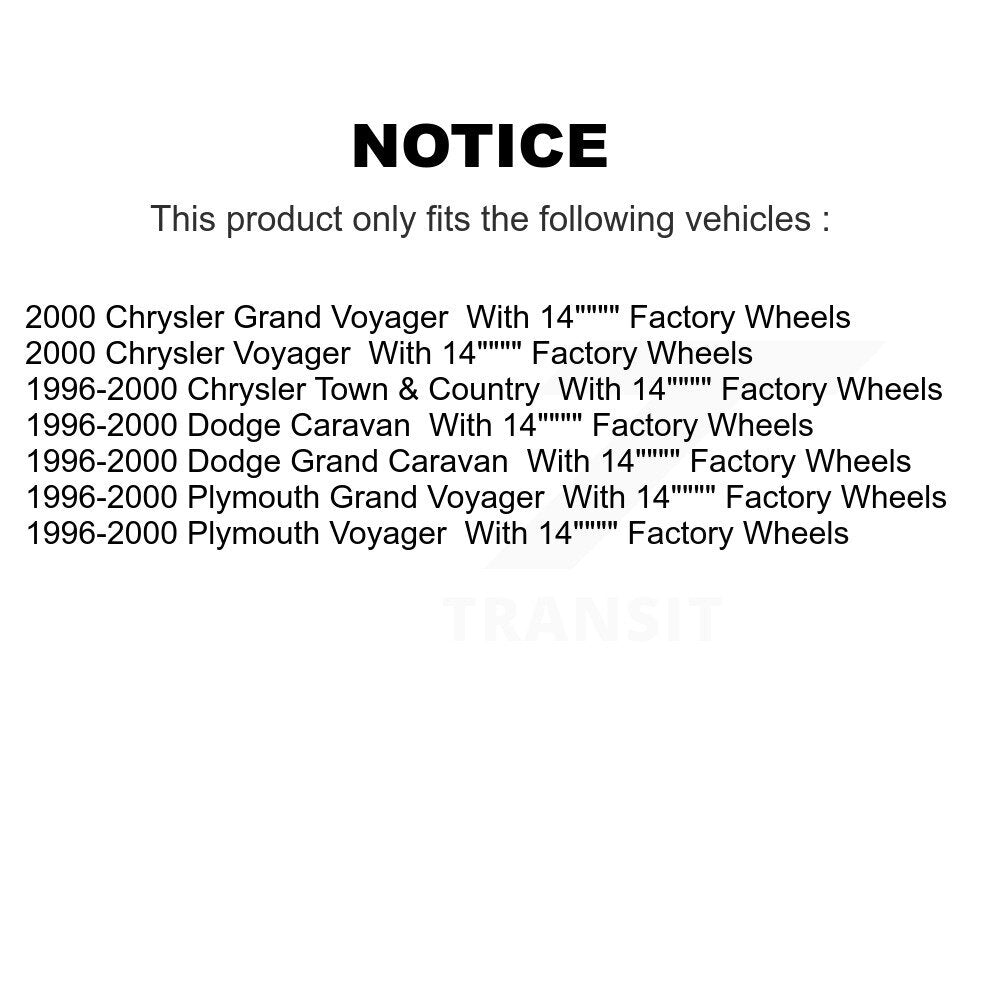 Ensemble de moyeu de roulement de roue avant, pour Dodge caravane Grand Plymouth Voyager Town