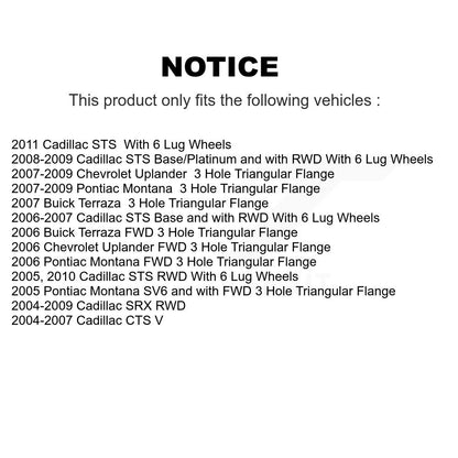Ensemble de moyeu de roulement de roue pour Pontiac Montana Chevrolet Uplander Cadillac CTS