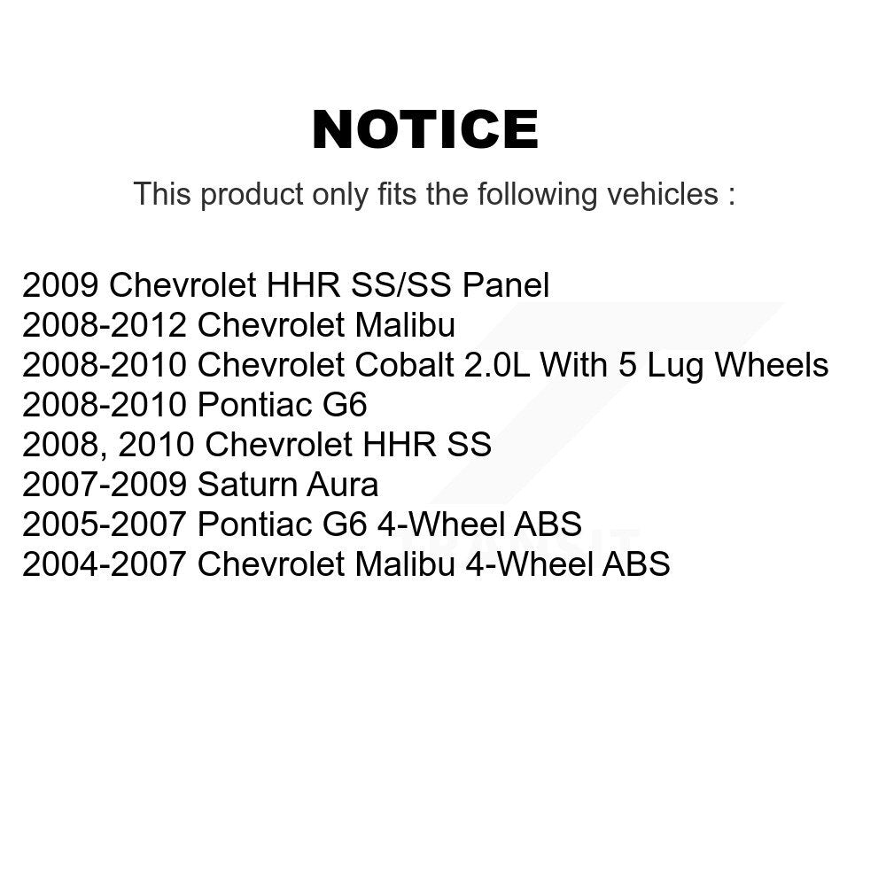 Ensemble de moyeu de roulement de roue avant, pour Chevrolet Malibu Cobalt Pontiac G6 HHR Aur