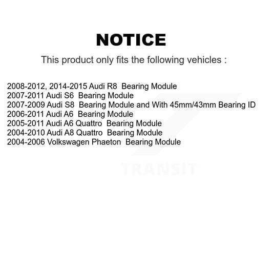 Ensemble de roulement de roue pour Audi A6 Quattro R8 A8 S6 S8 Volkswagen Phaeton