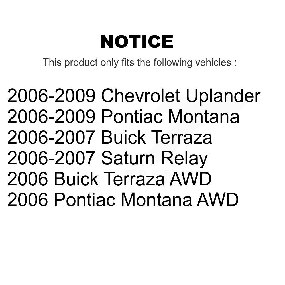 Ensemble de moyeu de roulement de roue pour Pontiac Montana Chevrolet Uplander Buick Terraza