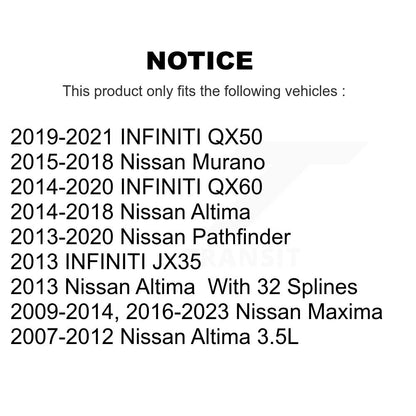 Ensemble de moyeu de roulement de roue avant pour Nissan Altima Pathfinder Murano INFINITI