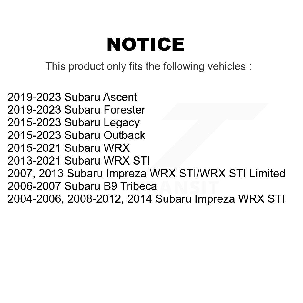Ensemble de moyeu de roulement de roue avant, pour Subaru Outback Impreza Forester Ascent WRX