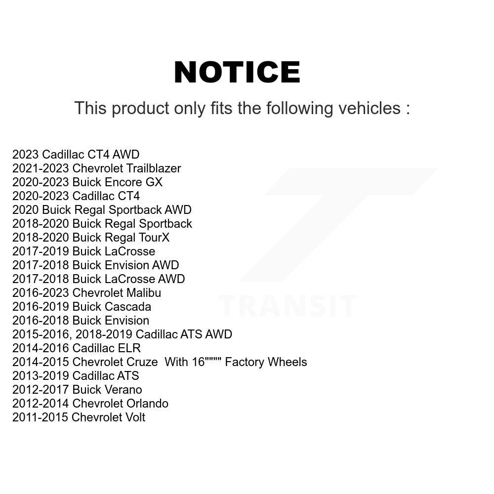 Ensemble de moyeu de roulement de roue pour Chevrolet Cruze Buick Malibu Verano Trailblazer
