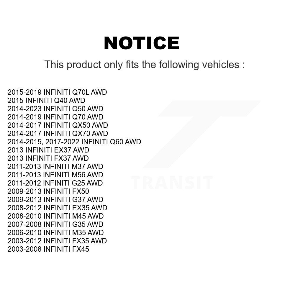 Ensemble de moyeu de roulement de roue avant, pour INFINITI Q50 G37 QX50 EX35 FX35 G35 Q60 M3