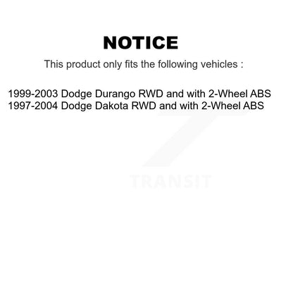 Ensemble de moyeu de roulement de roue avant pour Dodge Dakota Durango RWD avec ABS à 2 roues