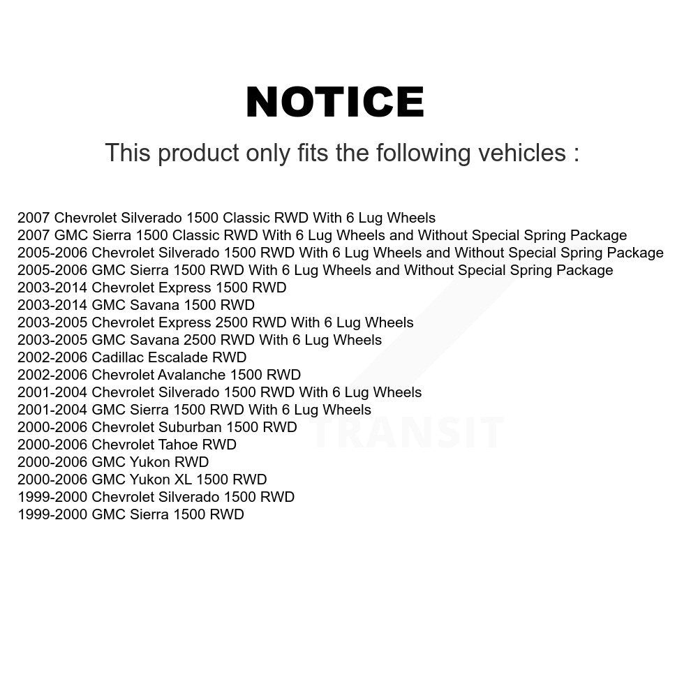 Ensemble de moyeu de roulement de roue avant, pour Chevrolet GMC Silverado 1500 Sierra Expres