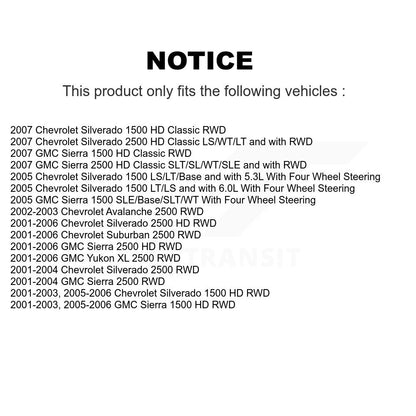 Ensemble de moyeu de roulement de roue pour GMC Chevrolet Sierra 2500 HD Silverado 1500 Yuko