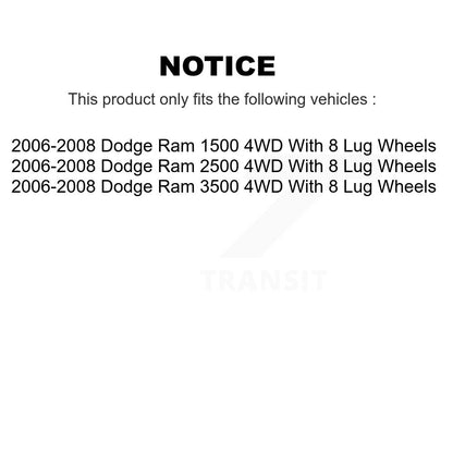 Ensemble de moyeu de roulement de roue avant pour Dodge Ram 2006 2008 1500 3500 2500 4WD
