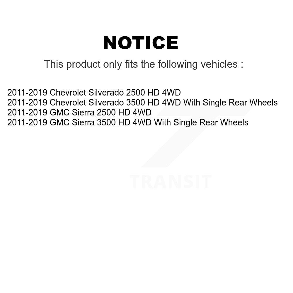 Ensemble de moyeu de roulement de roue avant, pour GMC Chevrolet Sierra 2500 HD Silverado 350
