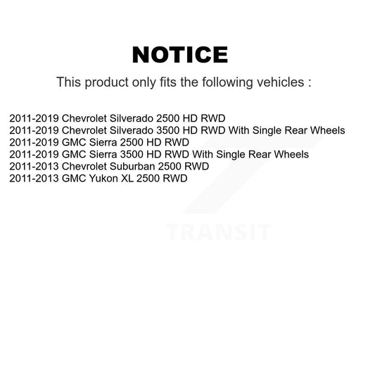 Ensemble de moyeu de roulement de roue avant, pour GMC Chevrolet Sierra 2500 HD Silverado 350