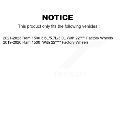 Ensemble de moyeu de roulement de roue avant pour Ram 1500 avec roues d'usine de 22" 70-515178
