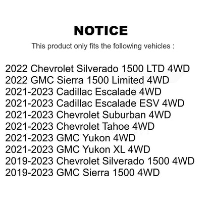 Ensemble de moyeu de roulement de roue avant, pour Chevrolet GMC Silverado 1500 Sierra Yukon