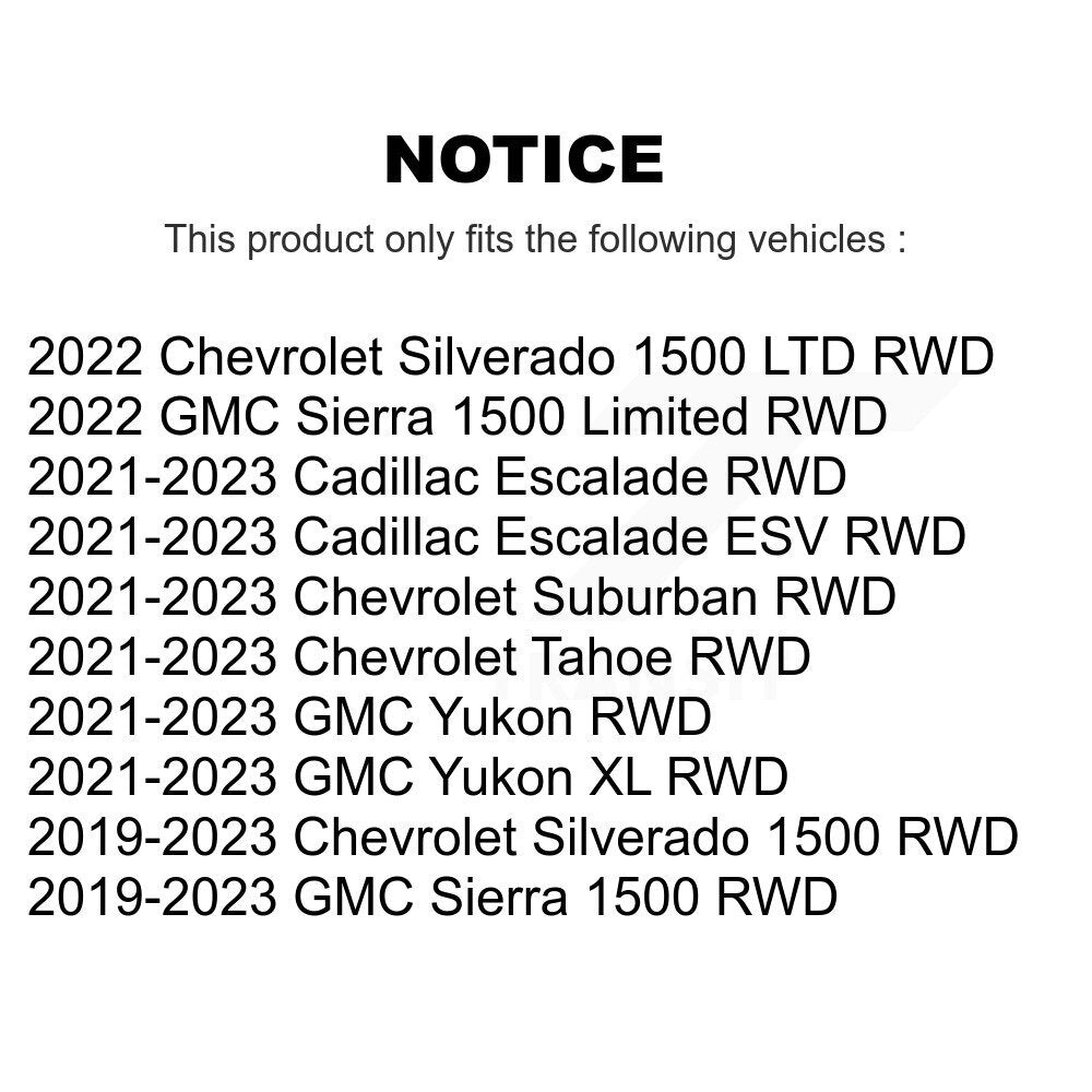 Ensemble de moyeu de roulement de roue avant, pour Chevrolet GMC Silverado 1500 Sierra Yukon
