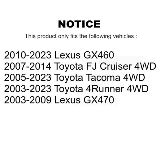 Ensemble de moyeu de roulement de roue avant, pour Toyota Tacoma 4Runner FJ Cruiser Lexus