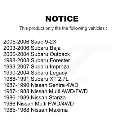 Jeu de roulements de roue intérieurs, pour Subaru Impreza Forester Legacy Outback Baja XT