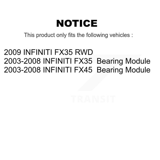 Ensemble de roulement de roue arrière pour INFINITI FX35 FX45 70-541002