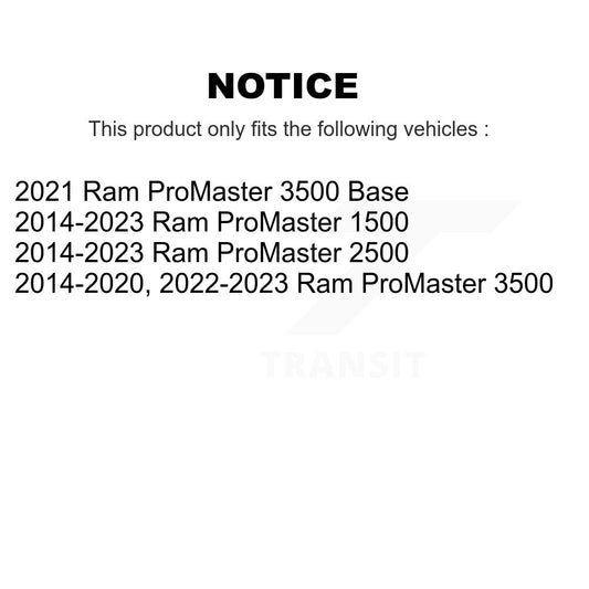 Ensemble de moyeu de roulement de roue arrière pour Ram ProMaster 2500 3500 1500 70-541018