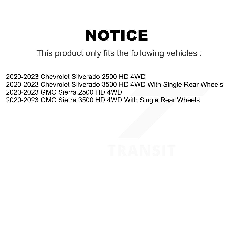 Ensemble de moyeu de roulement de roue avant, pour GMC Chevrolet Silverado 2500 HD Sierra 350